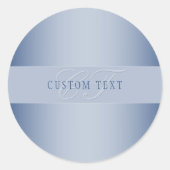 Elegant bewerkbaar monogram Schrift | Blauw Ronde Sticker (Voorkant)