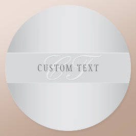 Elegant bewerkbaar monogram schrift | Grijs Ronde Sticker