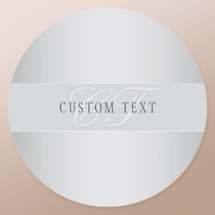 Elegant bewerkbaar monogram schrift   Grijs Ronde Sticker
