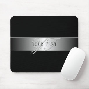 Elegant bewerkbaar monogram schrift Zwart Muismat