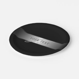 Elegant bewerkbaar monogram schrift   Zwart Papieren Bordje