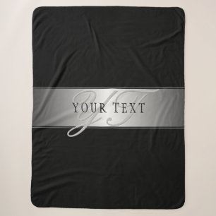 Elegant bewerkbaar monogram schrift Zwart Sherpa Deken