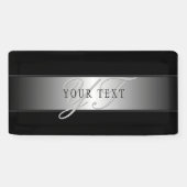 Elegant bewerkbaar monogram schrift | Zwart Spandoek (Horizontaal)