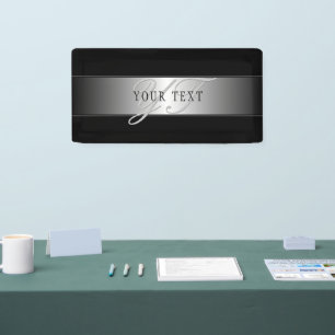 Elegant bewerkbaar monogram schrift   Zwart Spandoek