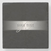 Elegant bewerkbaar monogram schrift | Zwart Stenen Onderzetter (Voorkant)