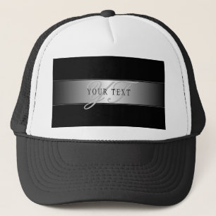 Elegant bewerkbaar monogram schrift   Zwart Trucker Pet
