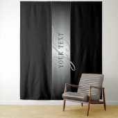 Elegant bewerkbaar monogram schrift | Zwart Wandkleed (In situ)