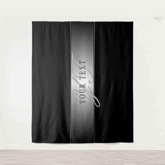 Elegant bewerkbaar monogram schrift | Zwart Wandkleed (Voorkant)