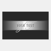 Elegant bewerkbaar monogram script lettertype | Zw Rechthoekige Sticker (Voorkant)