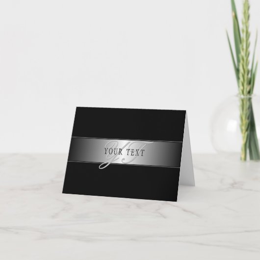 Elegant Bewerkbaar Monogram Script Schrift | Zwart Kaart (Voorkant)