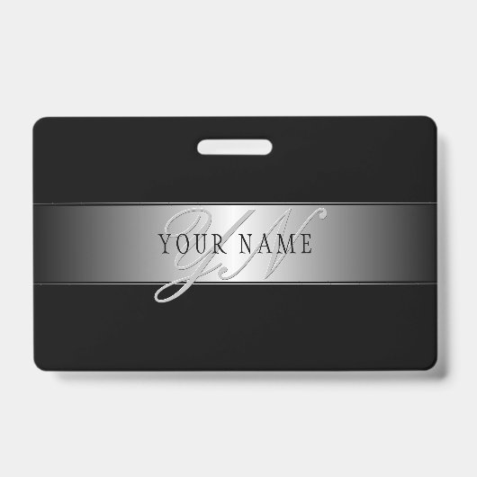 Elegant bewerkbaar monogram-scriptschrift | Zwart Badge (Voorzijde)