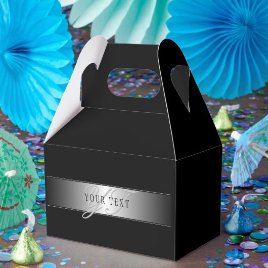 Elegant bewerkbaar monogram-scriptschrift | Zwart Bedankdoosjes (Feest)