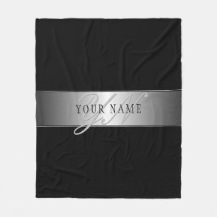 Elegant bewerkbaar monogram scriptschrift Zwart Fleece Deken