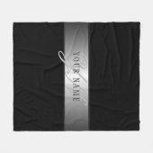 Elegant bewerkbaar monogram scriptschrift | Zwart Fleece Deken (Voorkant (Horizontaal))