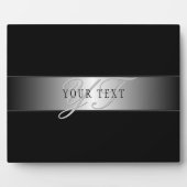 Elegant bewerkbaar monogram scriptschrift | Zwart Fotoplaat (Voorkant)