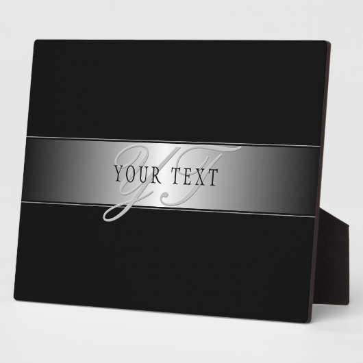 Elegant bewerkbaar monogram scriptschrift | Zwart Fotoplaat (Zijkant)
