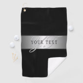 Elegant bewerkbaar monogram scriptschrift | Zwart Golfhanddoek (Insitu)