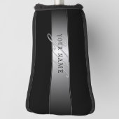 Elegant bewerkbaar monogram scriptschrift | Zwart Golfheadcover (Draai 90)