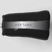 Elegant bewerkbaar monogram scriptschrift | Zwart Golfheadcover (Voorkant)