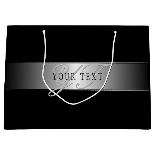 Elegant bewerkbaar monogram-scriptschrift | Zwart Groot Cadeauzakje (Voorkant)