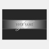 Elegant bewerkbaar monogram-scriptschrift | Zwart Inpakpapier Vel (Voorkant 2)
