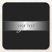 Elegant bewerkbaar monogram-scriptschrift | Zwart Kartonnen Onderzetters (Voorkant)