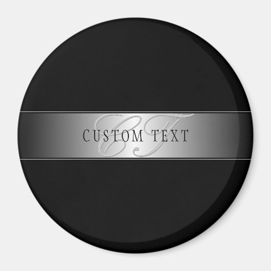 Elegant bewerkbaar monogram-scriptschrift | Zwart Magneet (Voorkant)