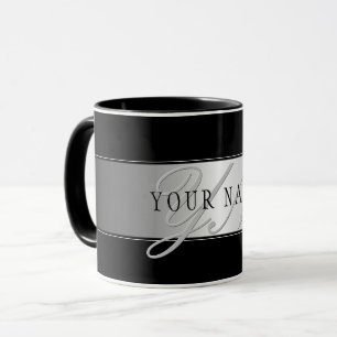 Elegant bewerkbaar monogram scriptschrift Zwart Mok