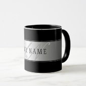 Elegant bewerkbaar monogram scriptschrift | Zwart Mok (Voorkant rechts)