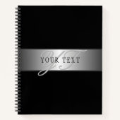 Elegant bewerkbaar monogram-scriptschrift | Zwart Notitieboek (Voorkant)