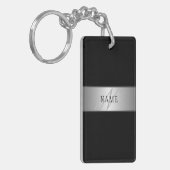 Elegant bewerkbaar monogram scriptschrift | Zwart Sleutelhanger (Voorkant Links)