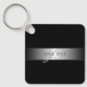Elegant bewerkbaar monogram scriptschrift | Zwart Sleutelhanger (Voorkant)