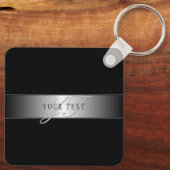 Elegant bewerkbaar monogram scriptschrift | Zwart Sleutelhanger (Achterkant)