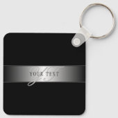 Elegant bewerkbaar monogram scriptschrift | Zwart Sleutelhanger (Achterkant)