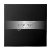 Elegant bewerkbaar monogram scriptschrift | Zwart Tegeltje (Voorkant)