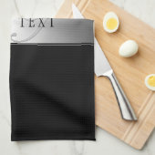 Elegant bewerkbaar monogram scriptschrift | Zwart Theedoek (Quarter Fold)