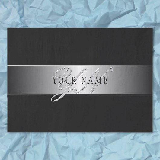 Elegant bewerkbaar monogram scriptschrift | Zwart Tissuepapier
