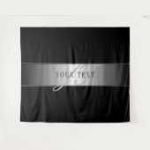 Elegant bewerkbaar monogram scriptschrift | Zwart Wandkleed (Voorkant (horizontaal))
