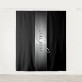 Elegant bewerkbaar monogram scriptschrift | Zwart Wandkleed (Voorkant)