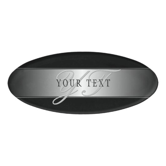 Elegant bewerkbaar monogramschrift schrijven | Bla Naambadge (Voorkant)