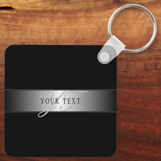 Elegant bewerkbaar monogramschrift schrijven | Bla Sleutelhanger (Achterkant)