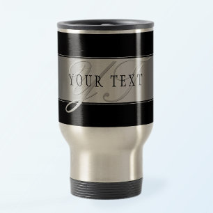 Elegant bewerkbaar monogramschrift Zwart Reisbeker