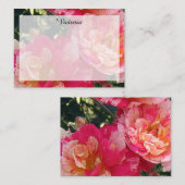 Elegant bewerkbaar Roze Wit Gestreepte Rozen Bloem Notitiekaartje (Voorkant / Achterkant)