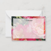 Elegant bewerkbaar Roze Wit Gestreepte Rozen Bloem Notitiekaartje (Voorkant)