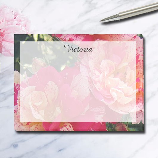 Elegant bewerkbaar Roze Wit Gestreepte Rozen Bloem Post-it® Notes