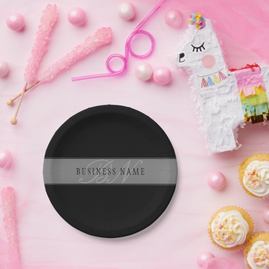 Elegant bewerkbaar script Bedrijfsnaam/andere teks Papieren Bordje (Feest)