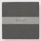 Elegant bewerkbaar script Bedrijfsnaam/andere teks Stenen Onderzetter (Voorkant)