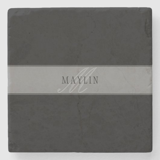 Elegant bewerkbaar script Bedrijfsnaam/andere teks Stenen Onderzetter (Voorkant)