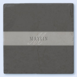 Elegant bewerkbaar script Bedrijfsnaam/andere teks Stenen Onderzetter