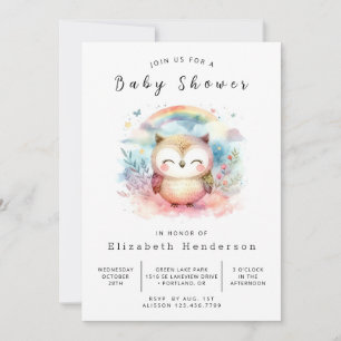 Elegant bewerkbaar Uil Baby shower Kaart